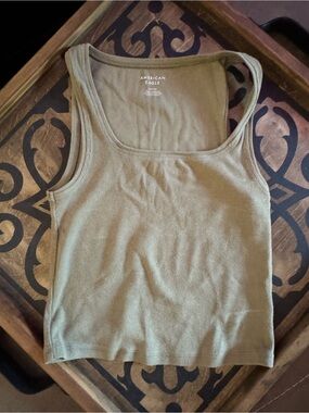 American Eagle Outfitters Olive Ribbed Tank Top